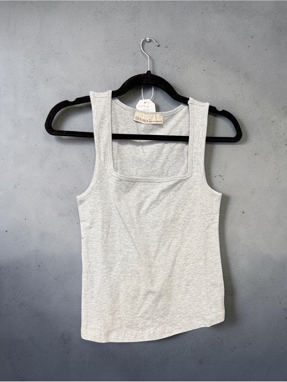 Zenana Outfitters Light Gray Square Neck Tank